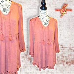 Signature Studio Bohemian Hippie Peasant Blouse, Small